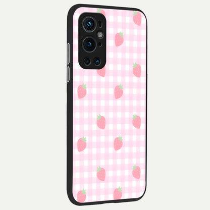  Strawberry Picnic Love back cover For OnePlus 9 Pro slim fit glass case with vibrant aesthetic design