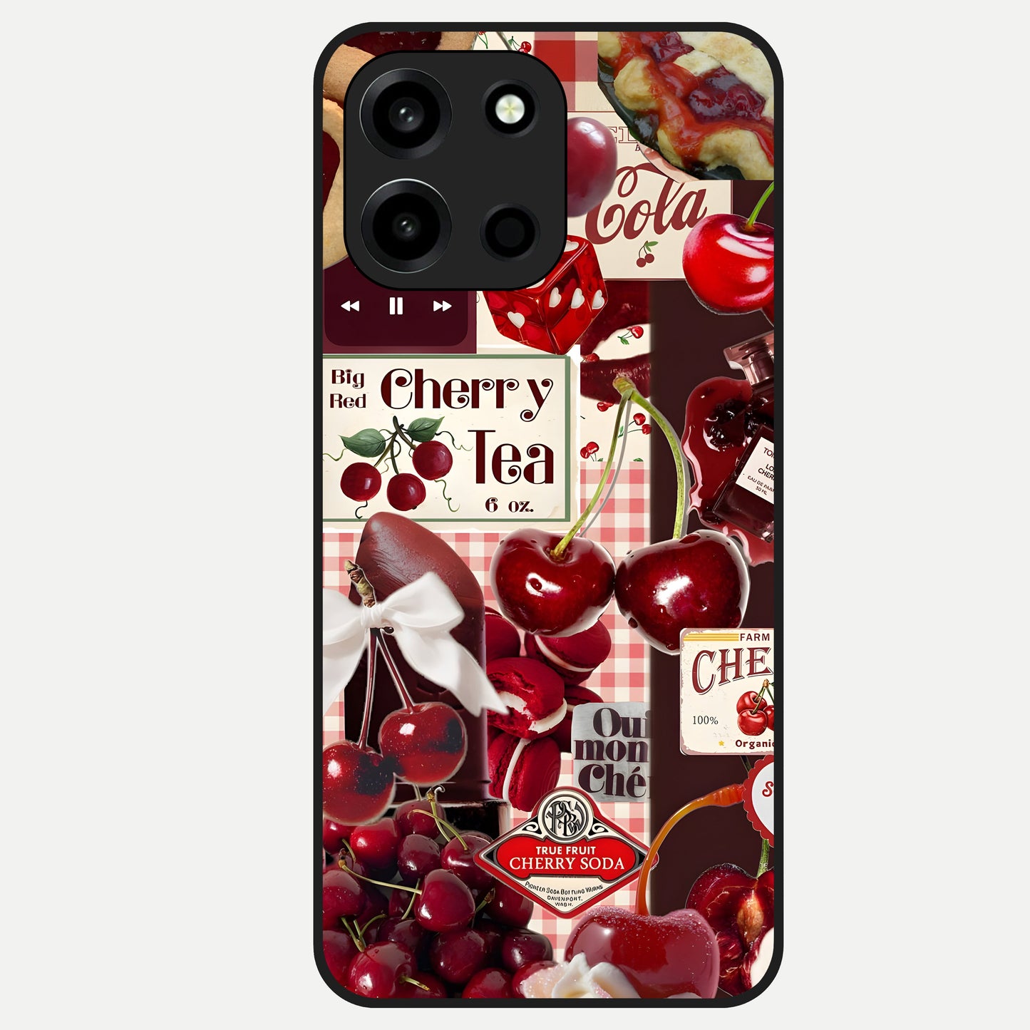  Aesthetic Cherry Tea Glass Case For Oneplus Nord 6 back cover – full design glossy printed glass finish