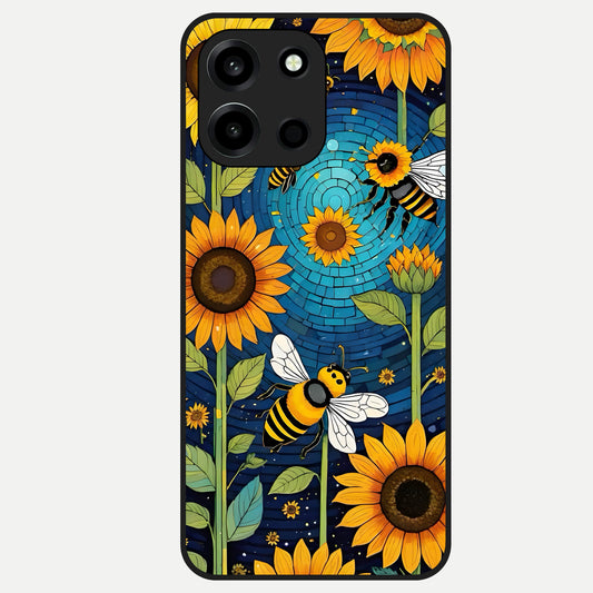  Bees And Sunflowers Glass Case For Oneplus Nord 6 back cover – full design glossy printed glass finish