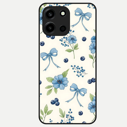  Blue Flower And Bow Glass Case For Oneplus Nord 6 back cover – full design glossy printed glass finish