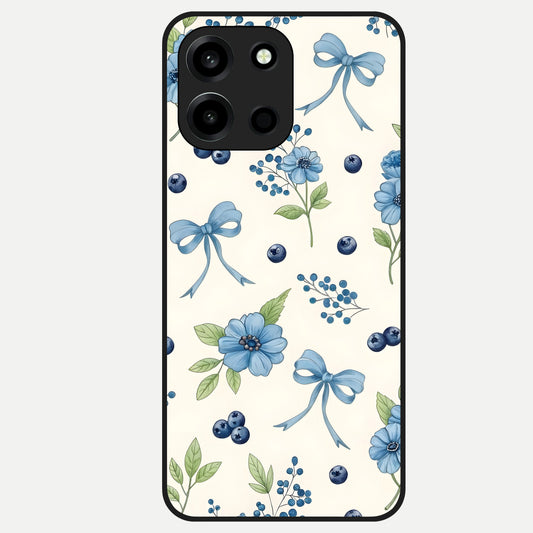  Blue Flower And Bow Glass Case For Oneplus Nord 6 back cover – full design glossy printed glass finish