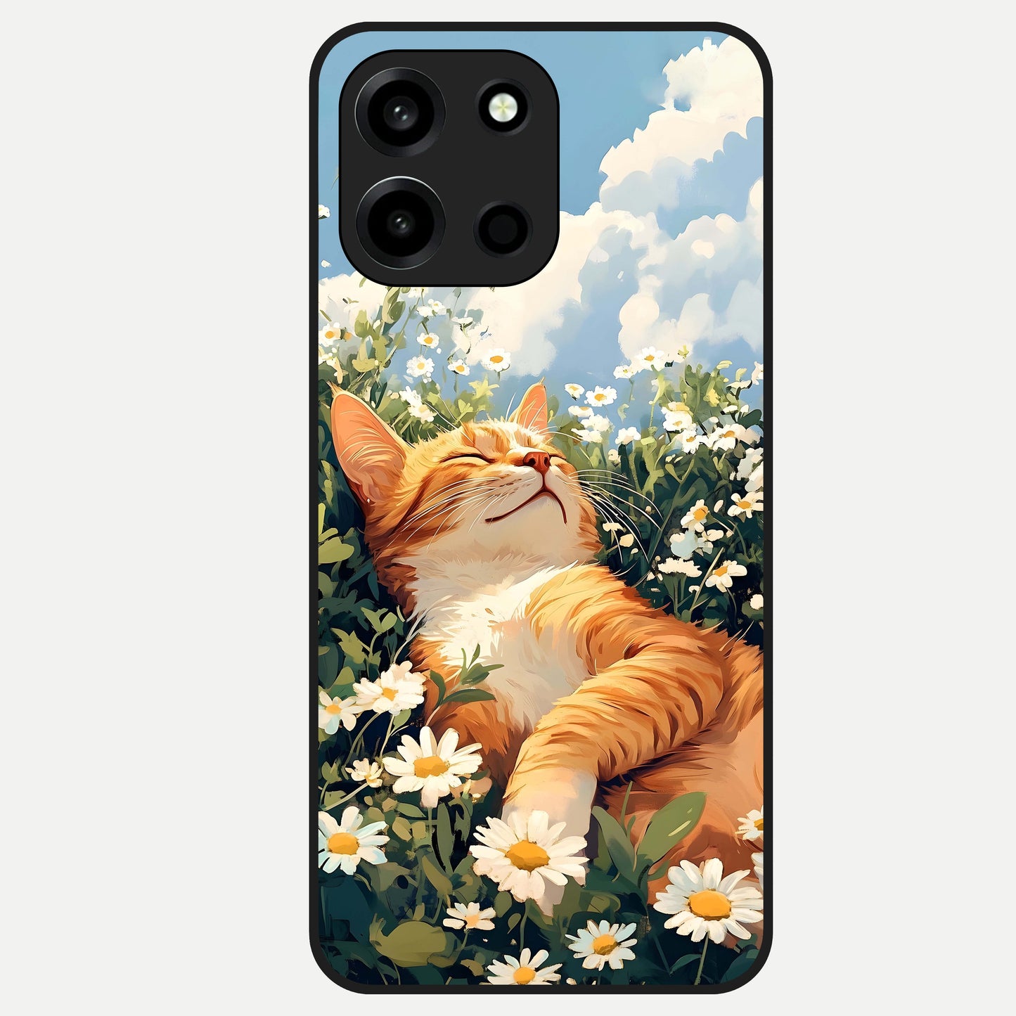  Cat And Flowers View Glass Case For Oneplus Nord 6 back cover – full design glossy printed glass finish