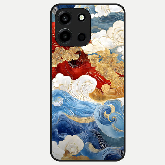  Colored Waves Glass Case For Oneplus Nord 6 back cover – full design glossy printed glass finish