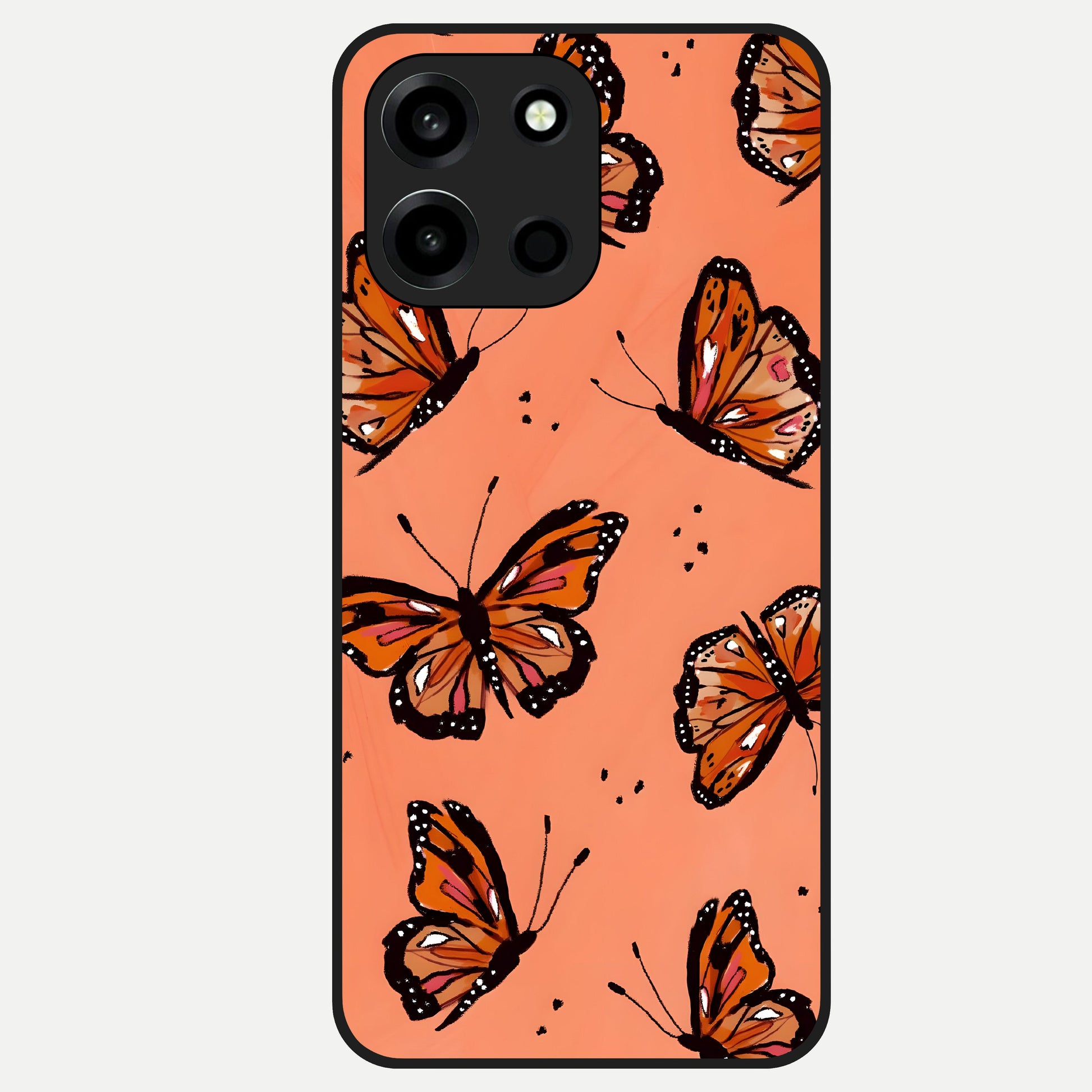  Coral Wing Butterfly Glass Case For Oneplus Nord 6 back cover – full design glossy printed glass finish