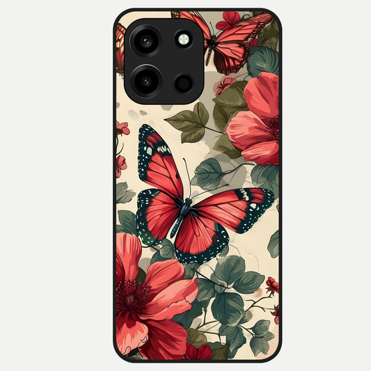  Crimson Butterfly Garden Glass Case For Oneplus Nord 6 back cover – full design glossy printed glass finish