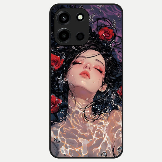  Crimson Rose Serenity Glass Case For Oneplus Nord 6 back cover – full design glossy printed glass finish