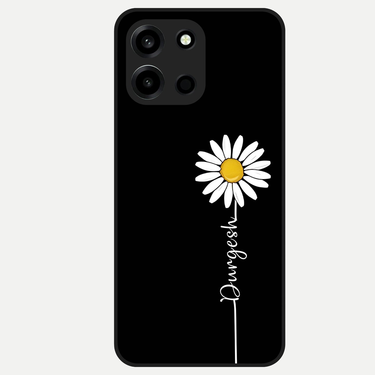  Custom Name White Flower Glass Case For Oneplus Nord 6 back cover – full design glossy printed glass finish