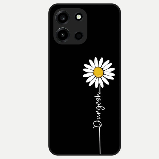  Custom Name White Flower Glass Case For Oneplus Nord 6 back cover – full design glossy printed glass finish