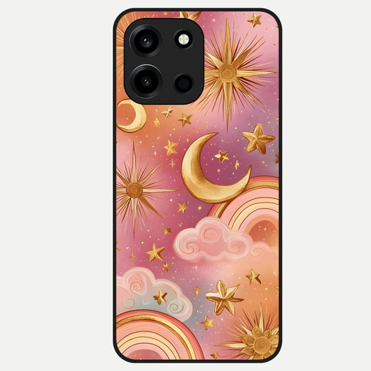  Golden Celestial Dreams Glass Case For Oneplus Nord 6 back cover – full design glossy printed glass finish
