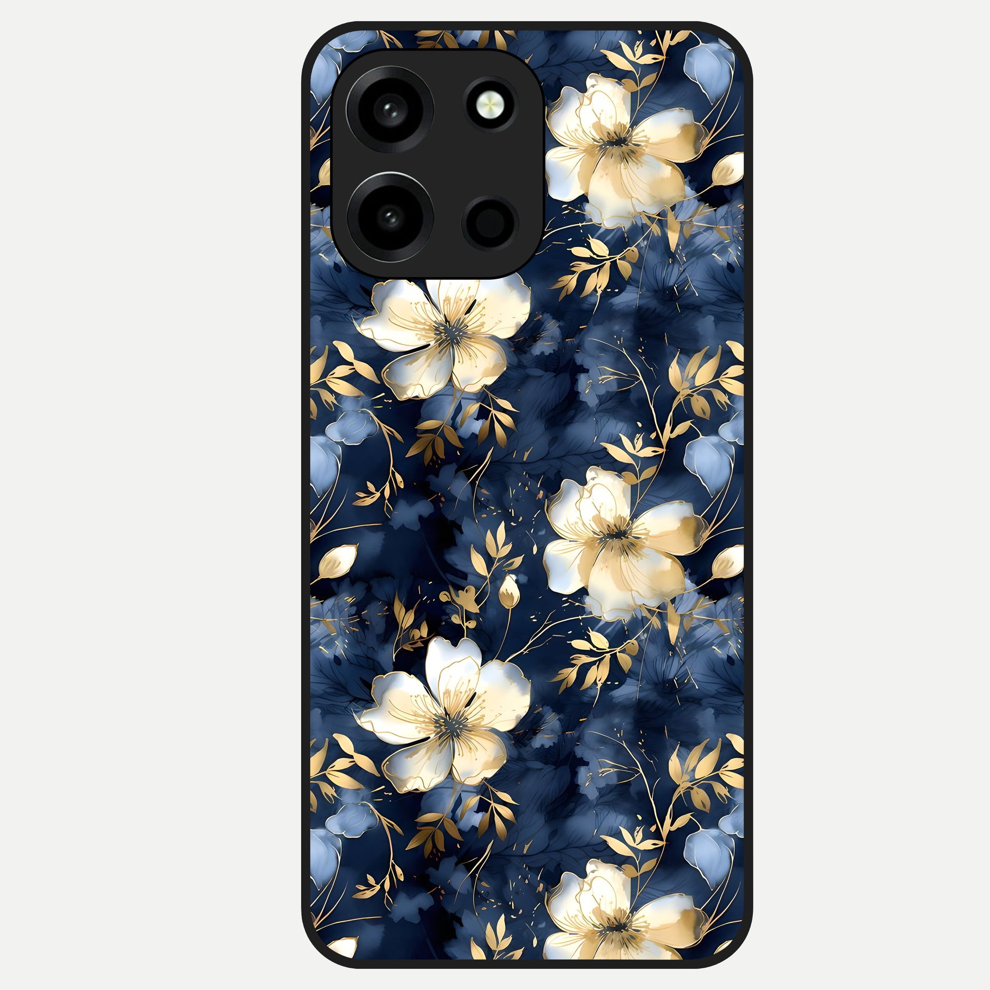  Golden Midnight Bloom Glass Case For Oneplus Nord 6 back cover – full design glossy printed glass finish