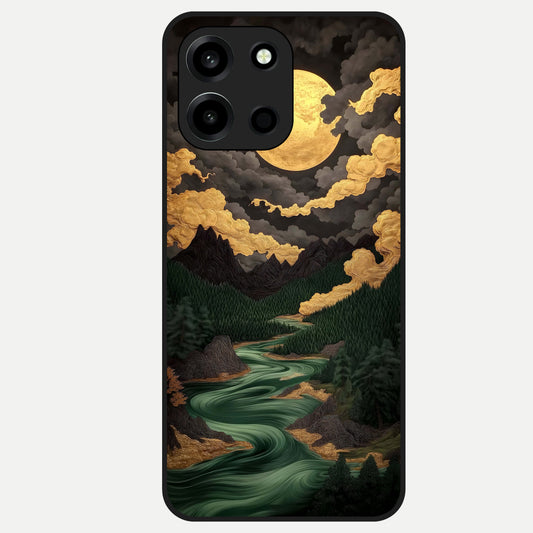  Golden River Moon Glass Case For Oneplus Nord 6 back cover – full design glossy printed glass finish