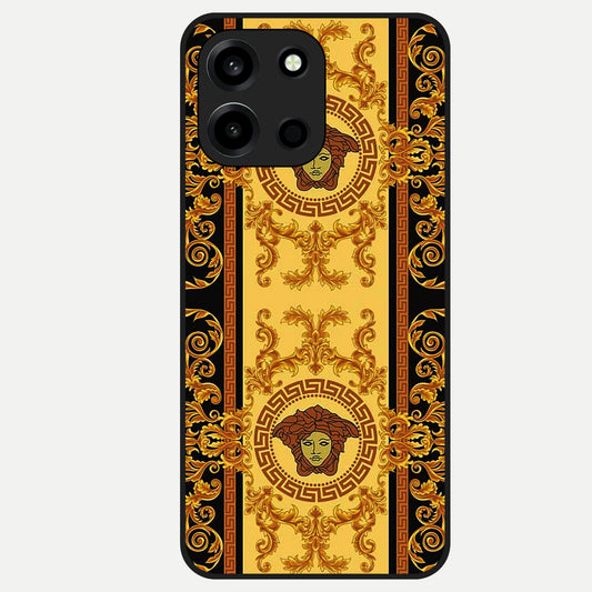  Golden Royal Heritage Glass Case For Oneplus Nord 6 back cover – full design glossy printed glass finish