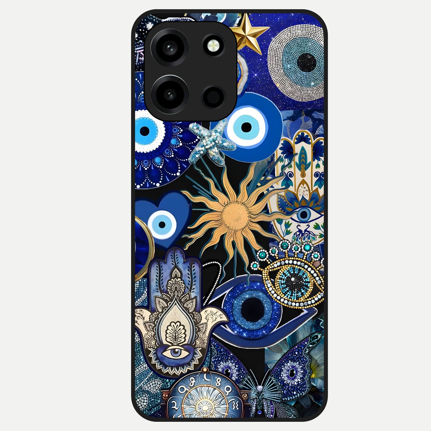 Mystic Blue Evil Eye Glass Case For Oneplus Nord 6 back cover – full design glossy printed glass finish