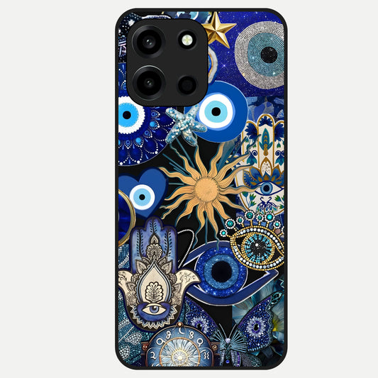  Mystic Blue Evil Eye Glass Case For Oneplus Nord 6 back cover – full design glossy printed glass finish