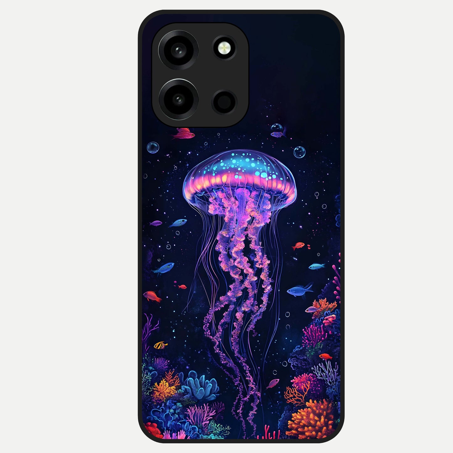  Neon Jellyfish Glass Case For Oneplus Nord 6 back cover – full design glossy printed glass finish