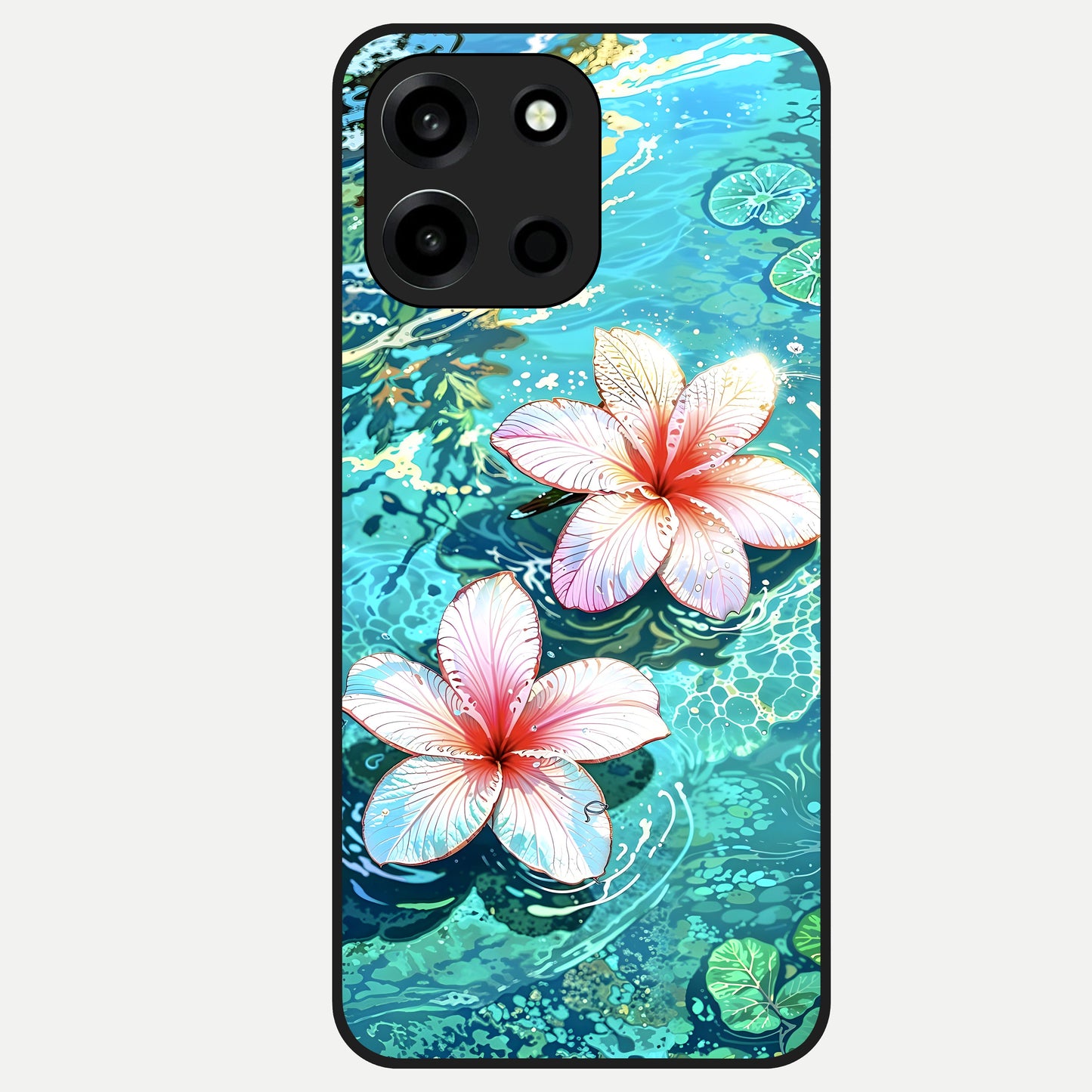  Pink Flowers in Water Glass Case For Oneplus Nord 6 back cover – full design glossy printed glass finish