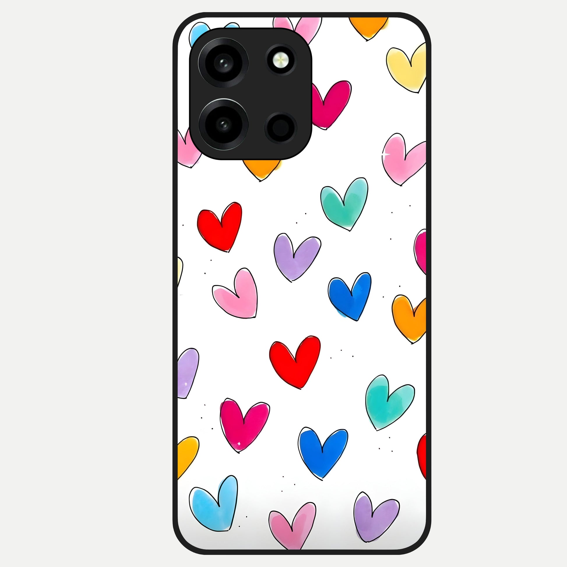  Playful Love Doodles Glass Case For Oneplus Nord 6 back cover – full design glossy printed glass finish
