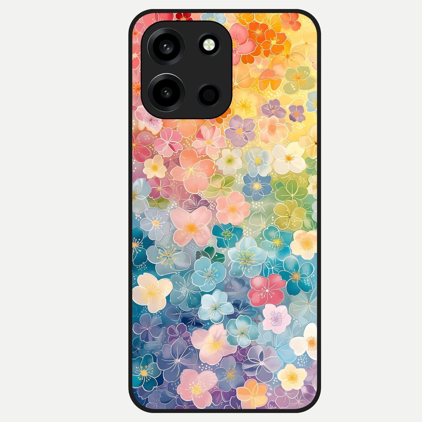  Rainbow Blossom Burst Glass Case For Oneplus Nord 6 back cover – full design glossy printed glass finish