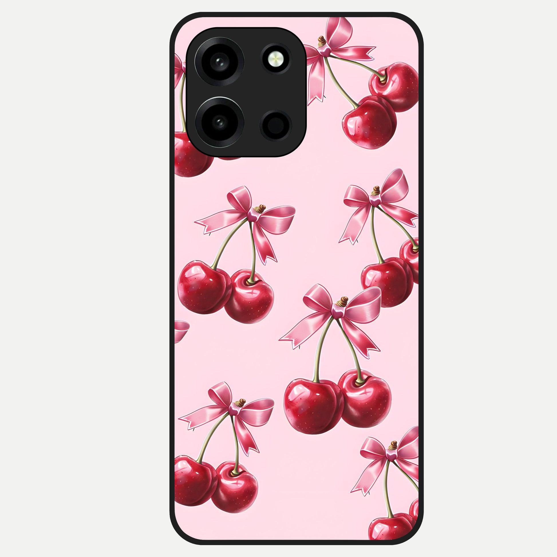  Red Cherries Pattern Glass Case For Oneplus Nord 6 back cover – full design glossy printed glass finish