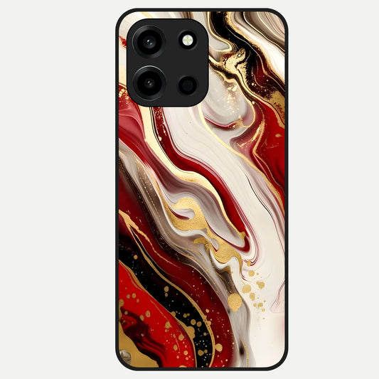  Red And White Marble Glass Case For Oneplus Nord 6 back cover – full design glossy printed glass finish