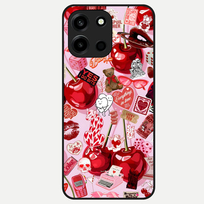  Sweet Cherry Chaos Glass Case For Oneplus Nord 6 back cover – full design glossy printed glass finish
