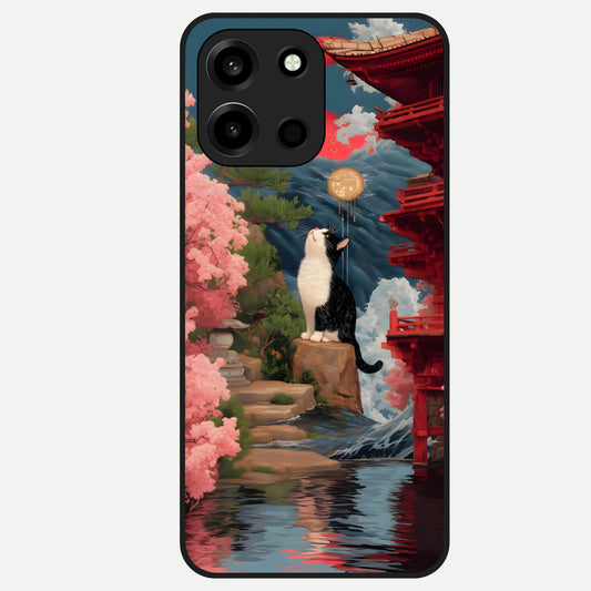  Temple Cat Scenery Glass Case For Oneplus Nord 6 back cover – full design glossy printed glass finish