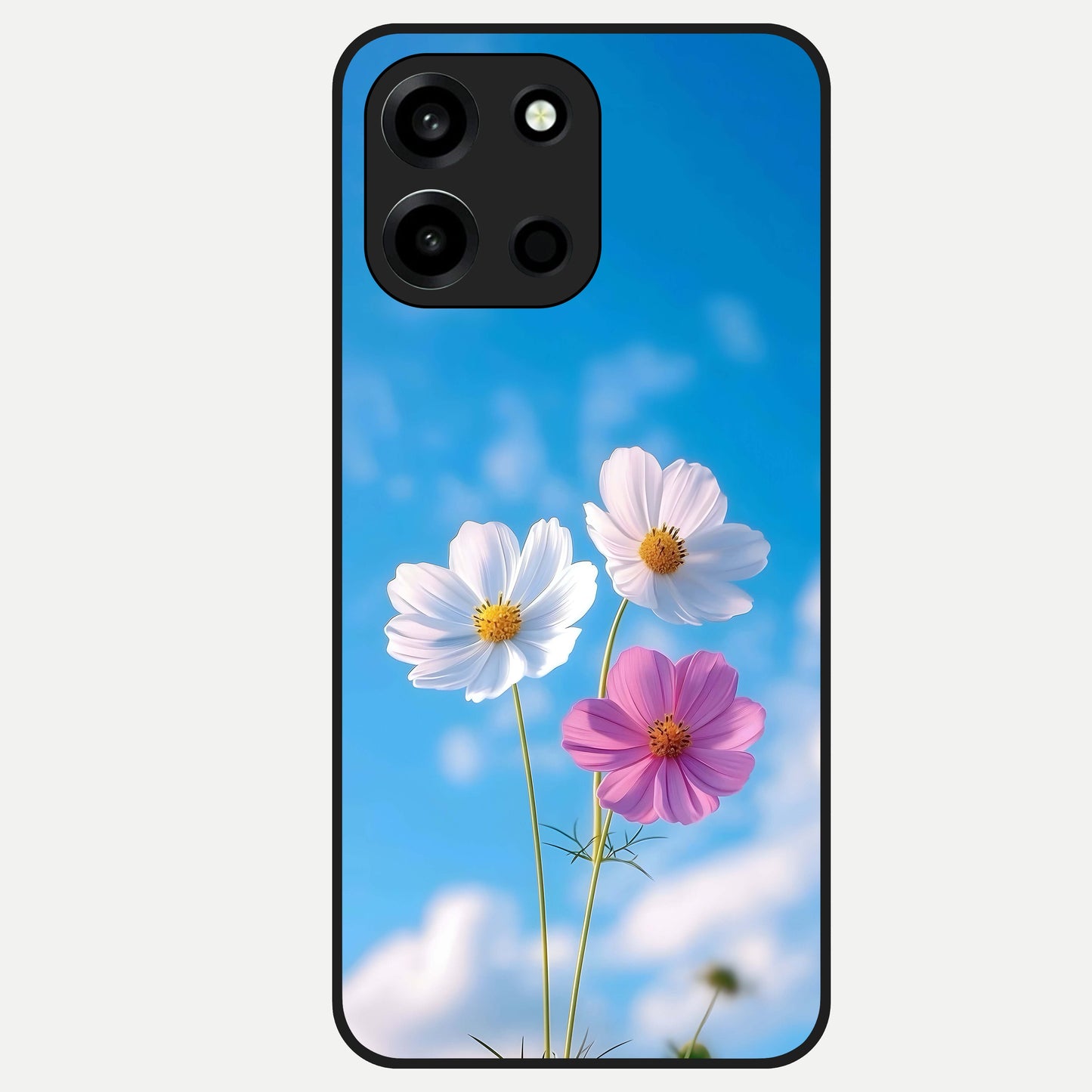  Tripple Flowers With Sky Glass Case For Oneplus Nord 6 back cover – full design glossy printed glass finish