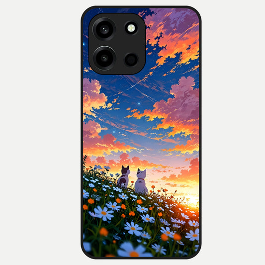  Two Cats Friends Glass Case For Oneplus Nord 6 back cover – full design glossy printed glass finish