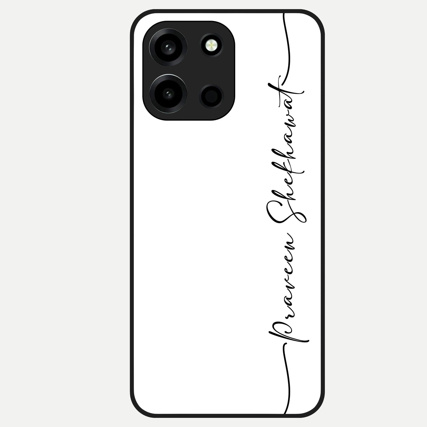  White Tune Custom Name Glass Case For Oneplus Nord 6 back cover – personalized glossy printed glass finish