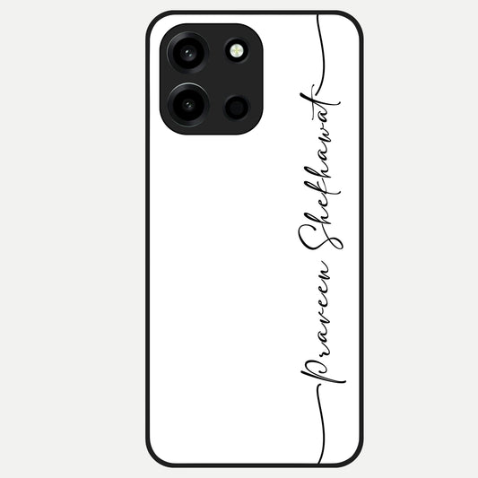  White Tune Custom Name Glass Case For Oneplus Nord 6 back cover – personalized glossy printed glass finish