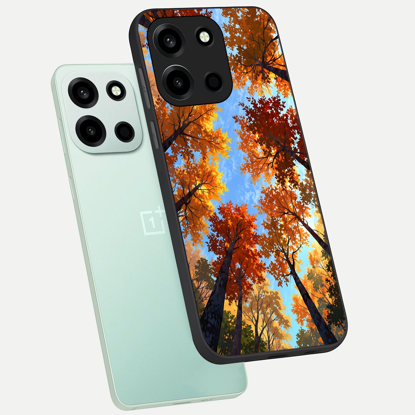  Autumn Sky Rise phone case For Oneplus Nord 6 showing premium glass back cover with detailed artwork