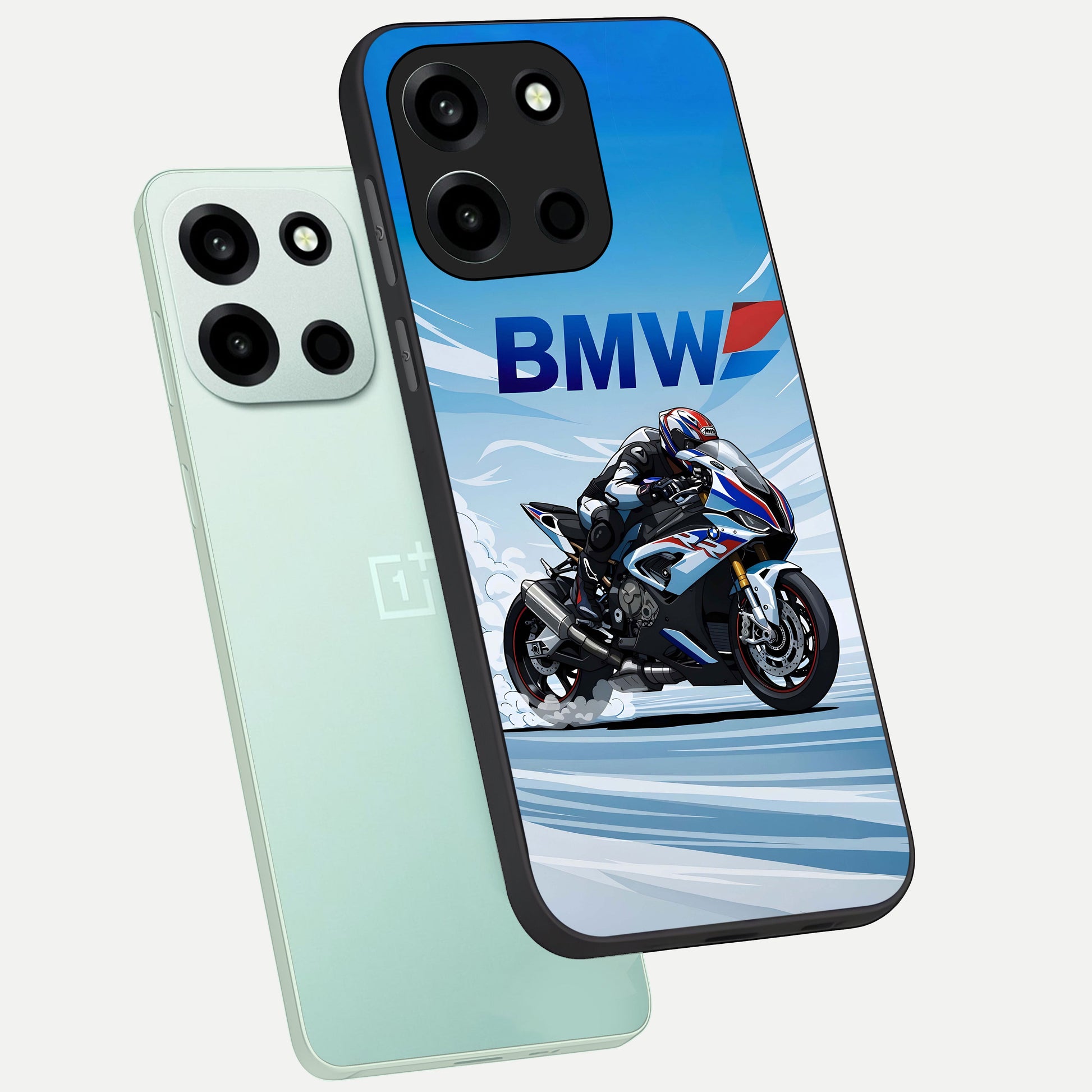  BMW Power Drift phone case For Oneplus Nord 6 showing premium glass back cover with detailed artwork