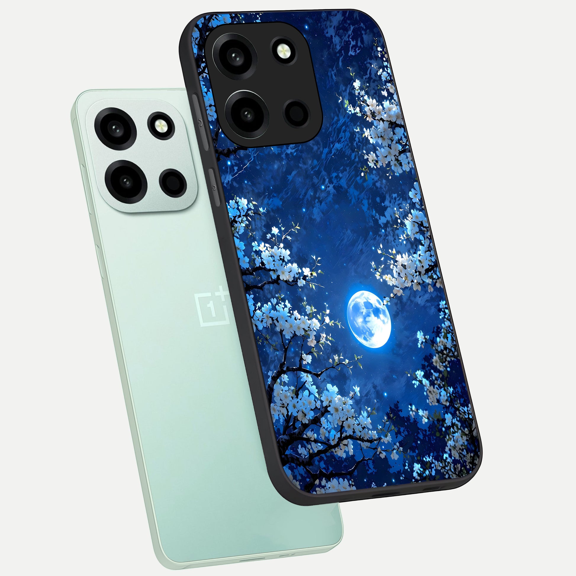  Blossom Moonlight Sky phone case For Oneplus Nord 6 showing premium glass back cover with detailed artwork