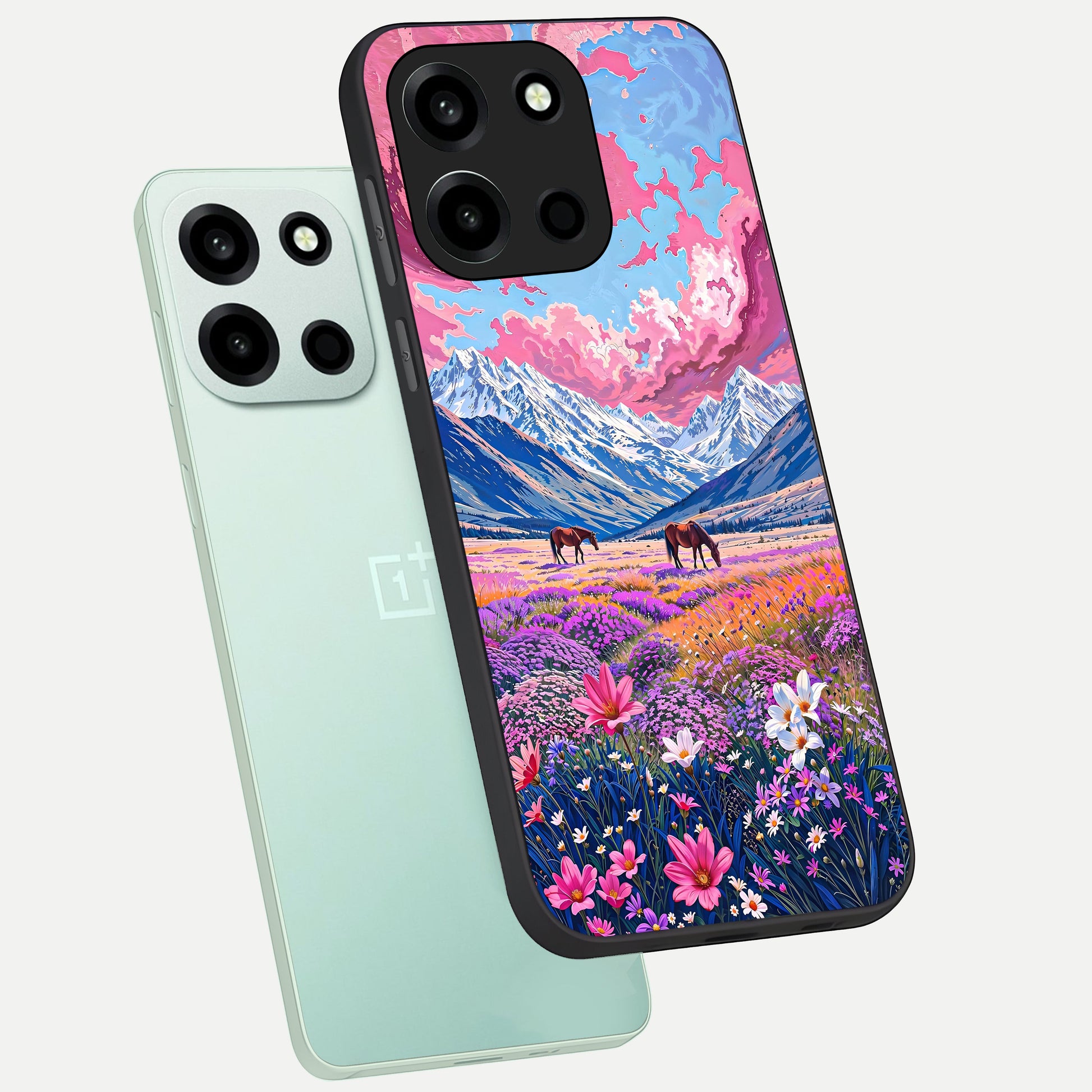  Blossom Valley Dream phone case For Oneplus Nord 6 showing premium glass back cover with detailed artwork