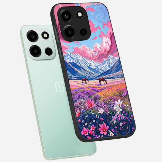  Blossom Valley Dream phone case For Oneplus Nord 6 showing premium glass back cover with detailed artwork