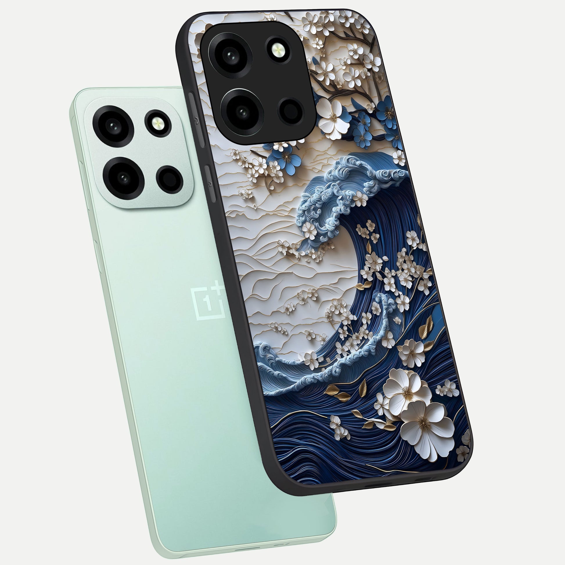  Blossom Wave Art phone case For Oneplus Nord 6 showing premium glass back cover with detailed artwork