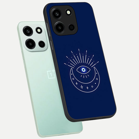  Blue Evil Eye phone case For Oneplus Nord 6 showing premium glass back cover with detailed artwork