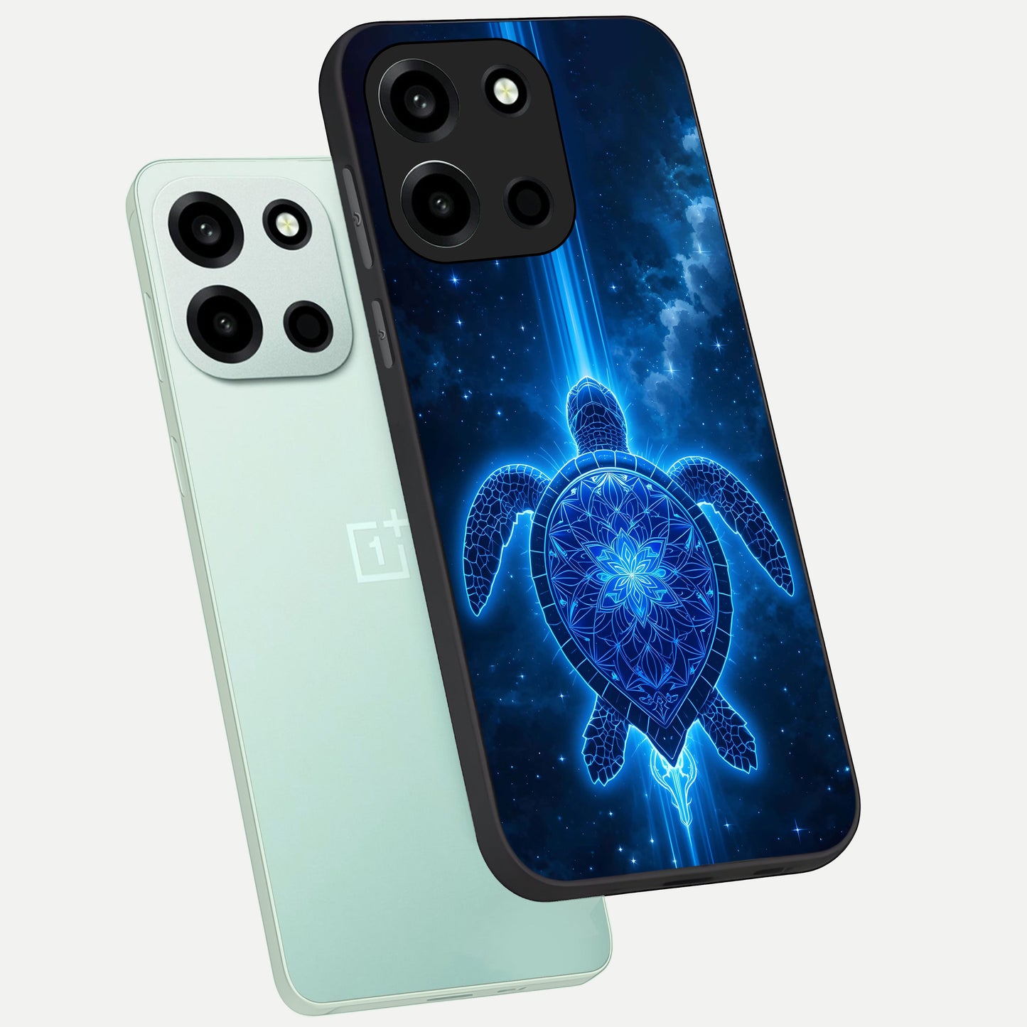  Blue Galaxy Turtle phone case For Oneplus Nord 6 showing premium glass back cover with detailed artwork