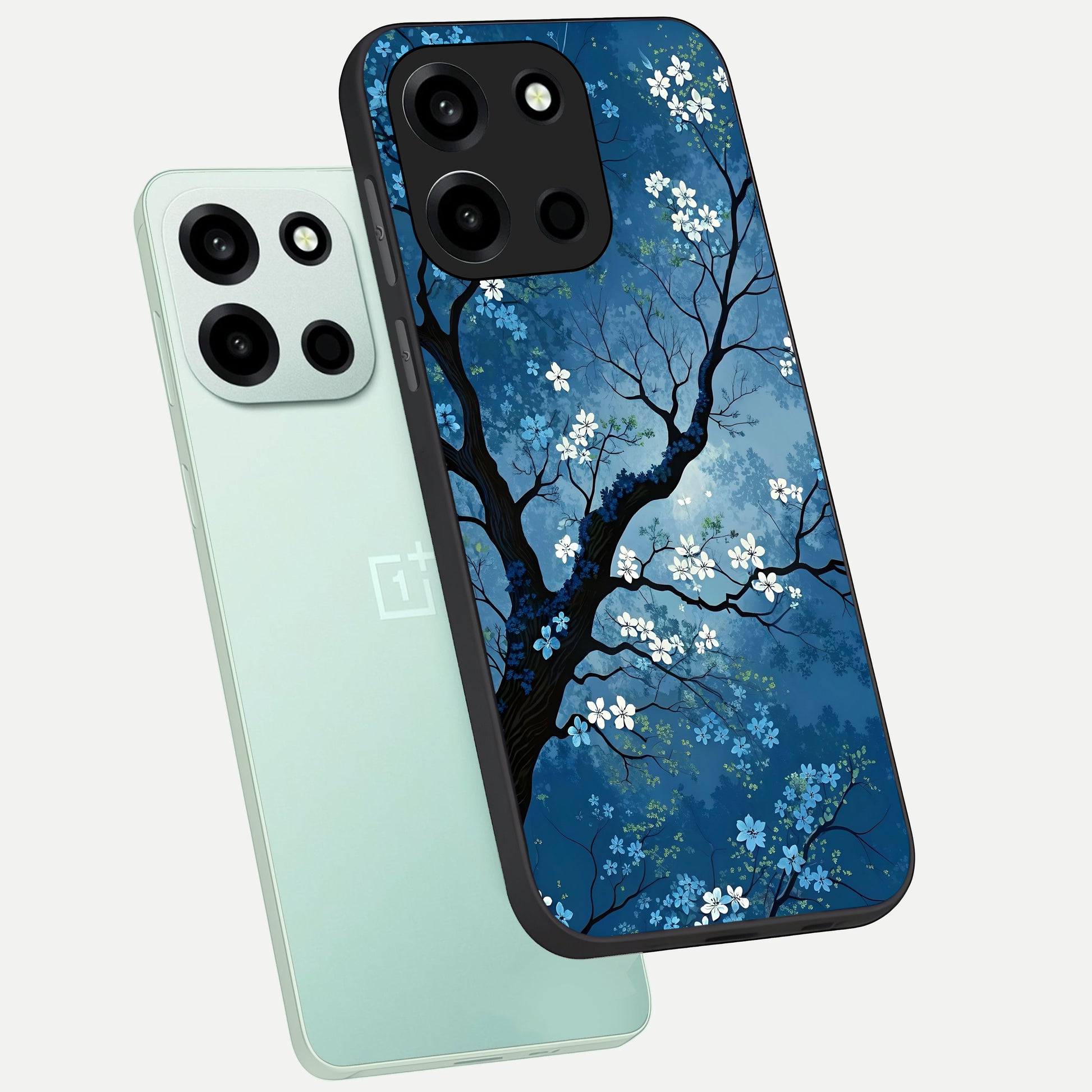  Blue Tree Serenity phone case For Oneplus Nord 6 showing premium glass back cover with detailed artwork