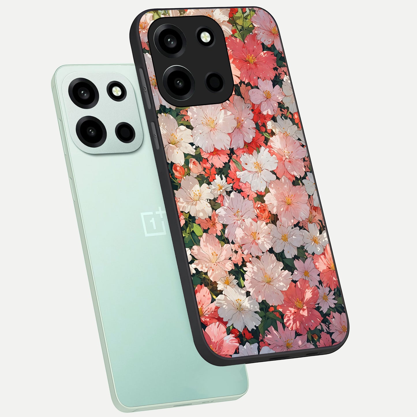  Blush Bloom Field phone case For Oneplus Nord 6 showing premium glass back cover with detailed artwork