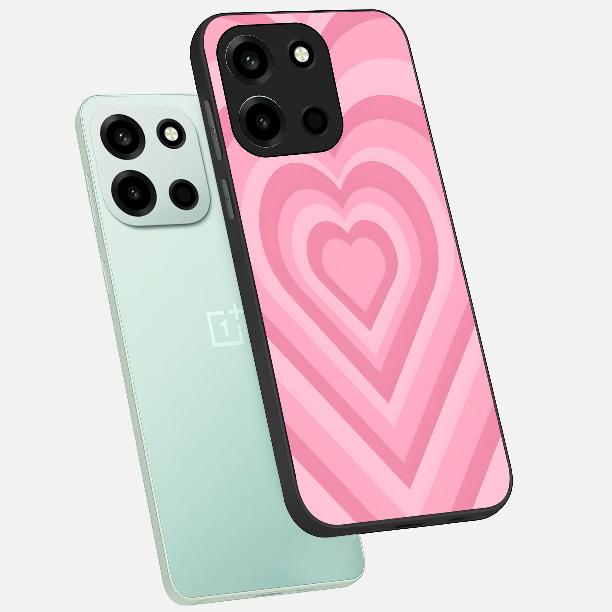  Blush Heart Waves phone case For Oneplus Nord 6 showing premium glass back cover with detailed artwork