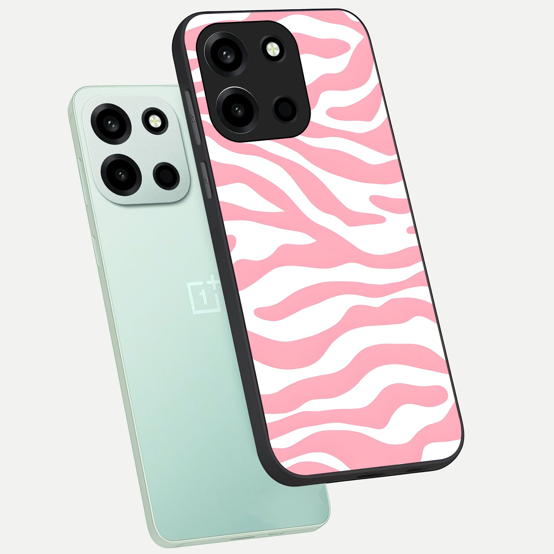  Blush Zebra Flow phone case For Oneplus Nord 6 showing premium glass back cover with detailed artwork