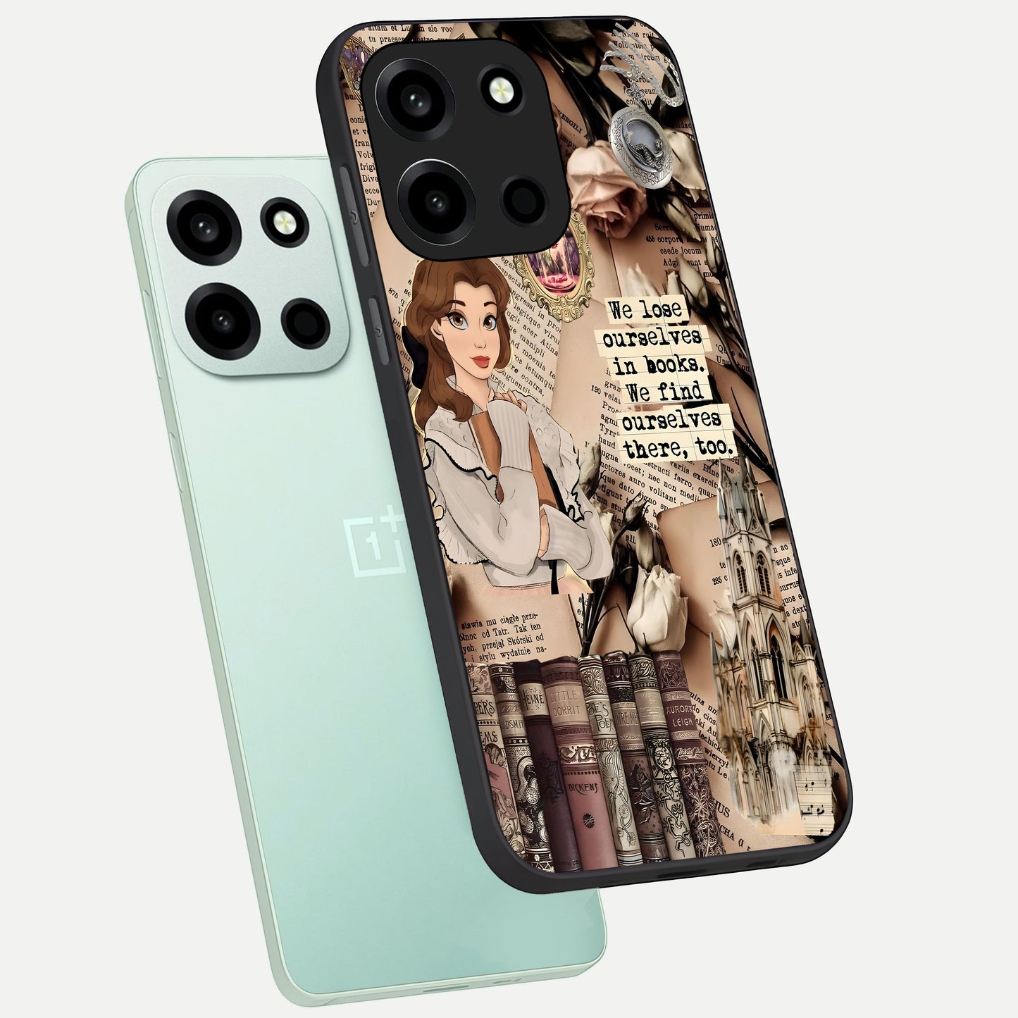  Bookish Dream World phone case For Oneplus Nord 6 showing premium glass back cover with detailed artwork