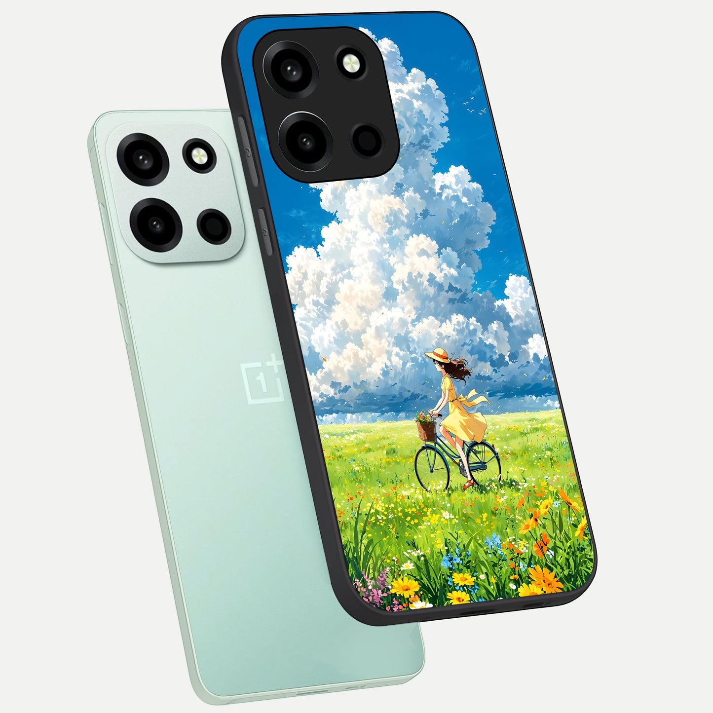  Breezy Meadow Ride phone case For Oneplus Nord 6 showing premium glass back cover with detailed artwork