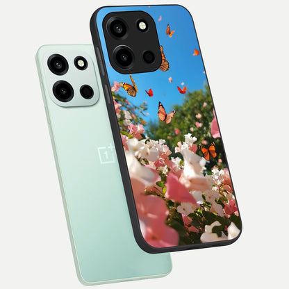  Butterflies In Bloom Sky phone case For Oneplus Nord 6 showing premium glass back cover with detailed artwork
