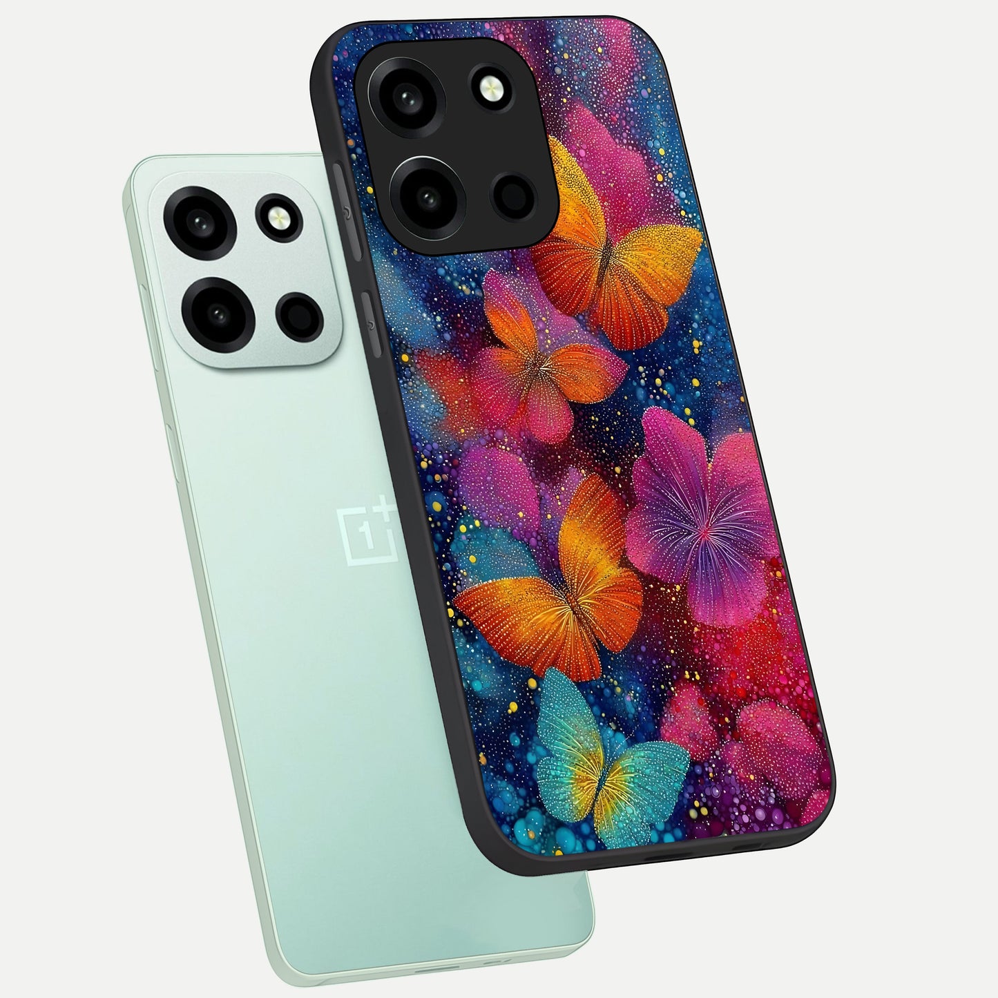  Butterfly Dream Mist phone case For Oneplus Nord 6 showing premium glass back cover with detailed artwork