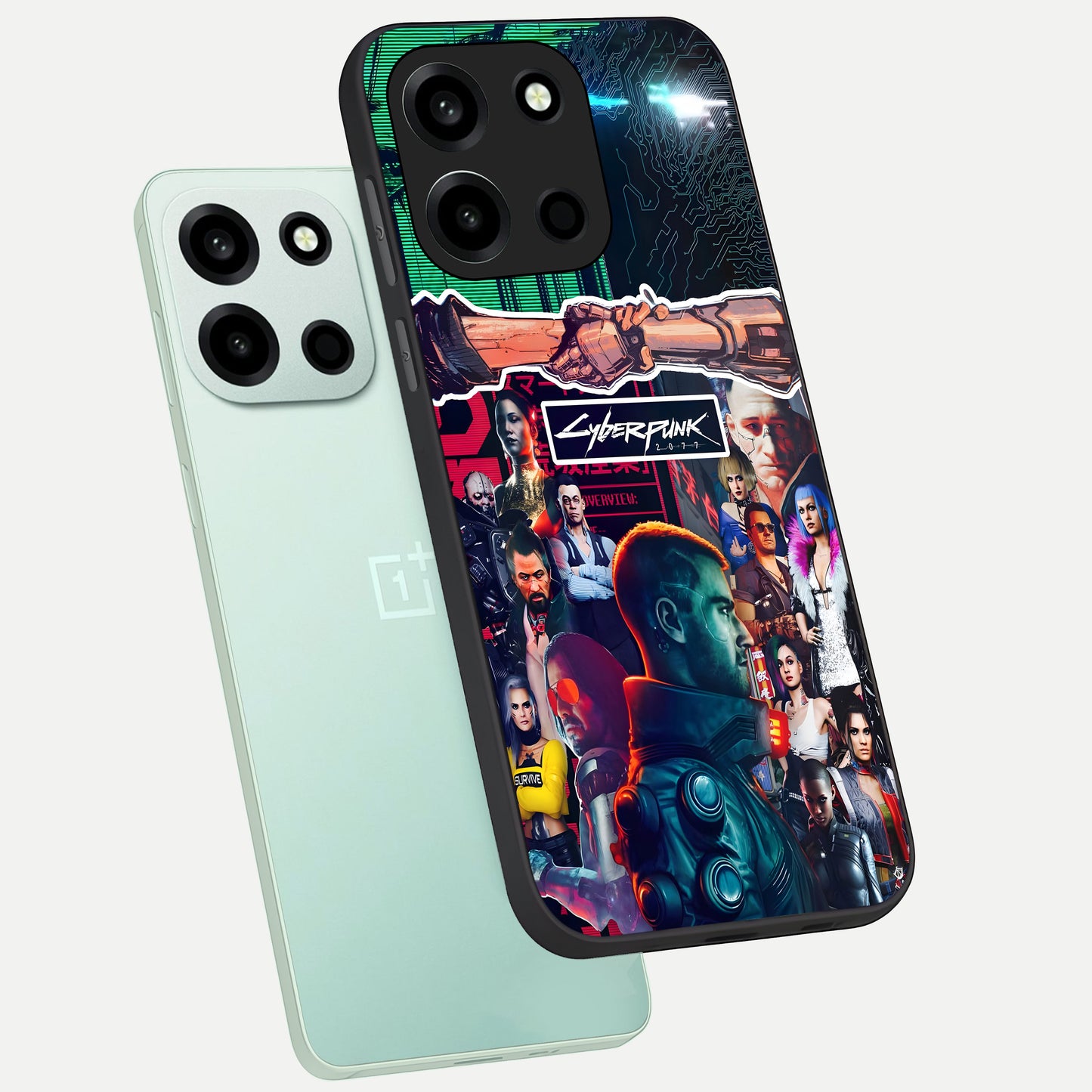  CYBERPUNK Legacy phone case For Oneplus Nord 6 showing premium glass back cover with detailed artwork