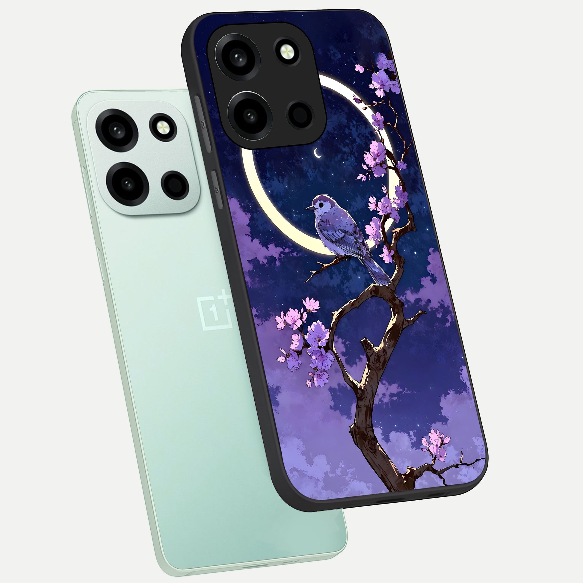  Celestial Bird Blossom phone case For Oneplus Nord 6 showing premium glass back cover with detailed artwork