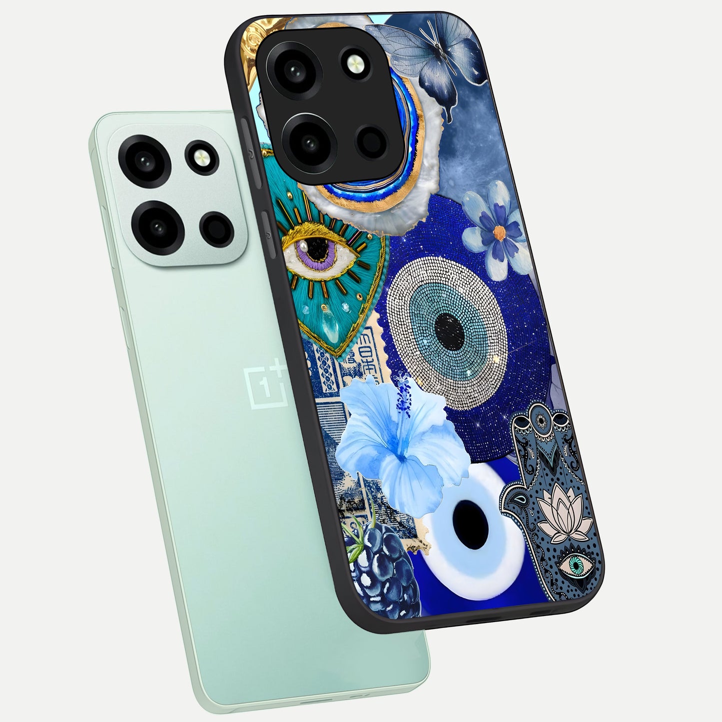  Celestial Blue Vision phone case For Oneplus Nord 6 showing premium glass back cover with detailed artwork