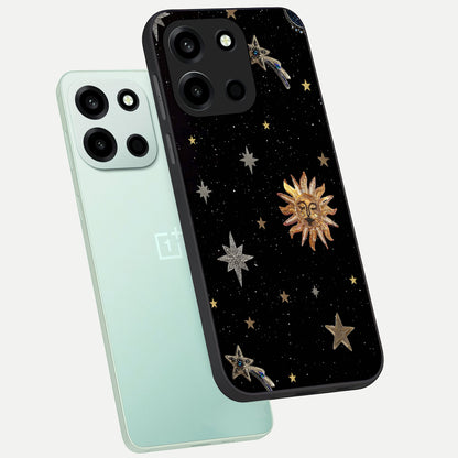  Celestial Moon With Stars phone case For Oneplus Nord 6 showing premium glass back cover with detailed artwork